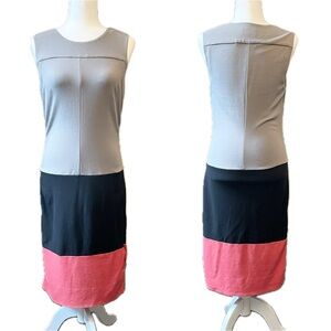 Women’s DVF Sleeveless Sheath Midi Dress Size 6 Colorblock Gray Black Pink